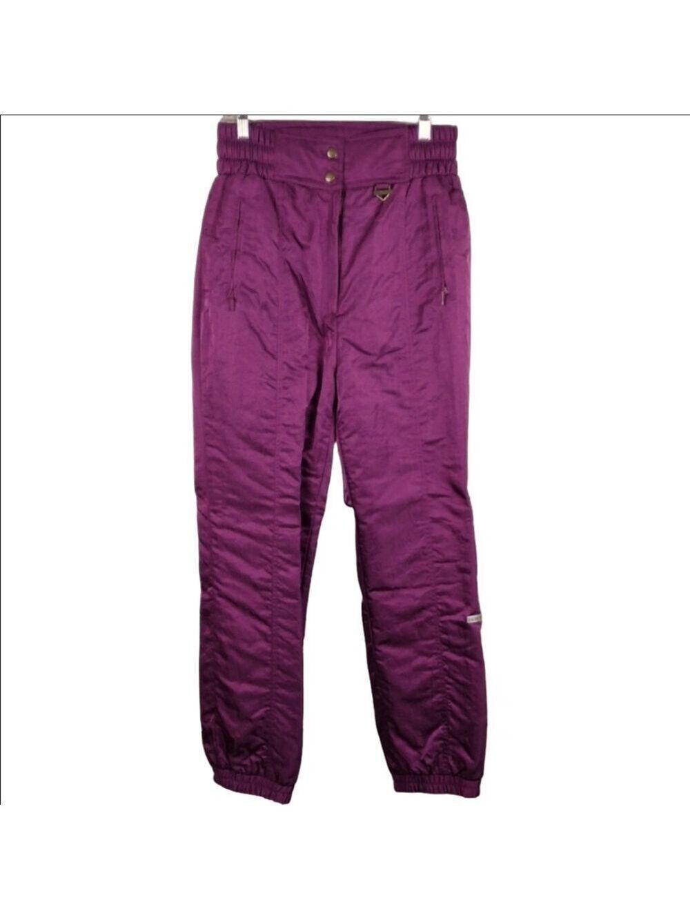 Fera Vintage Purple High Rise Zip Hook Front Elastic Cuff Straight Leg Ski Pant